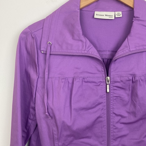 NEW Studio Works Purple Stretch Cotton Poplin Casual Jacket - Picture 2 of 11